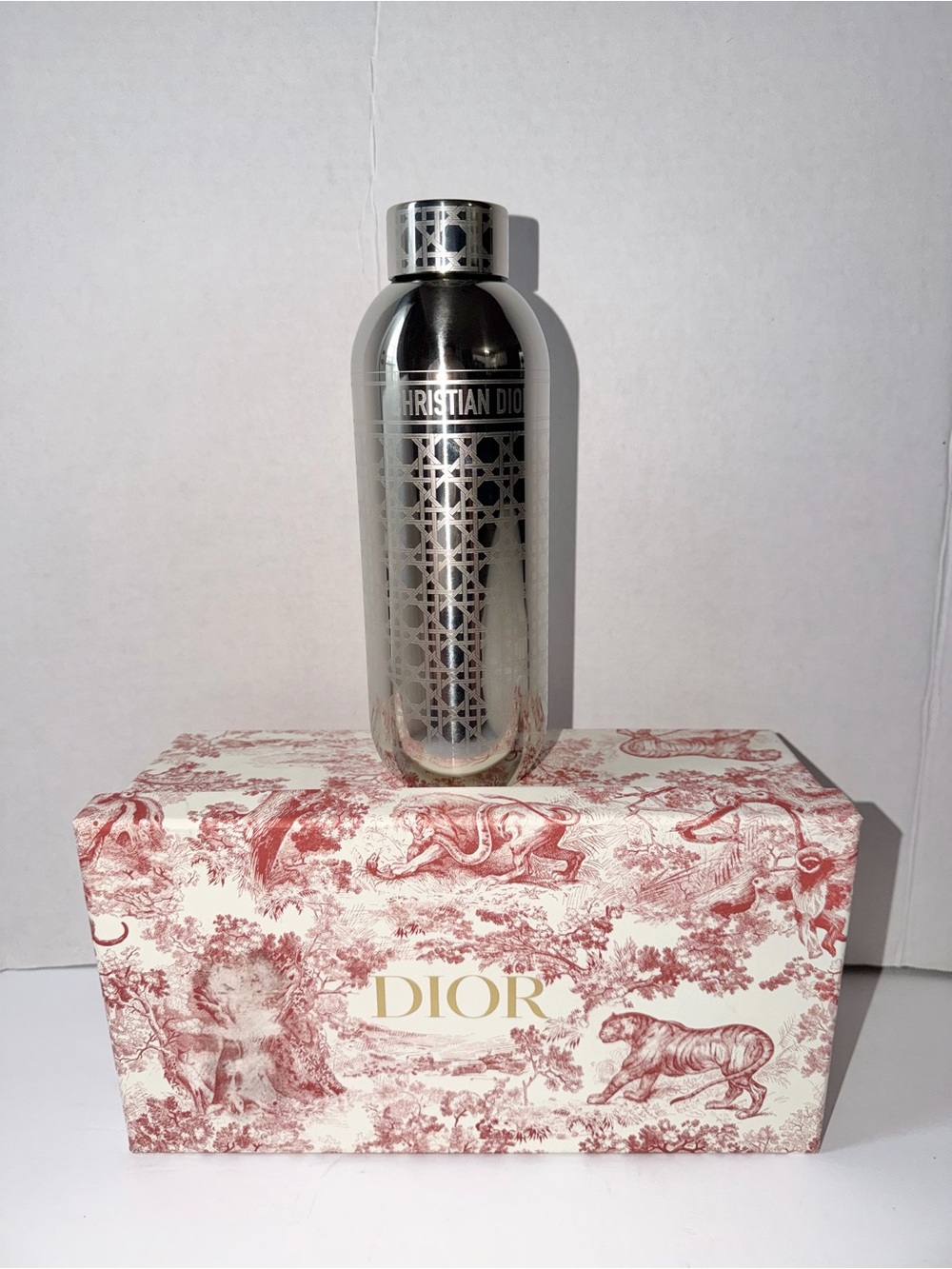 Christian Dior Stainless Steel Water Bottle With Cannage Motif Limited Edition